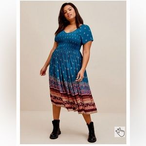 Torrid Midi Gauze Smocked Skater Dress